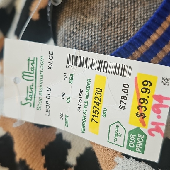 Leopard Print Sweater with Blue Accents - Picture 9 of 9